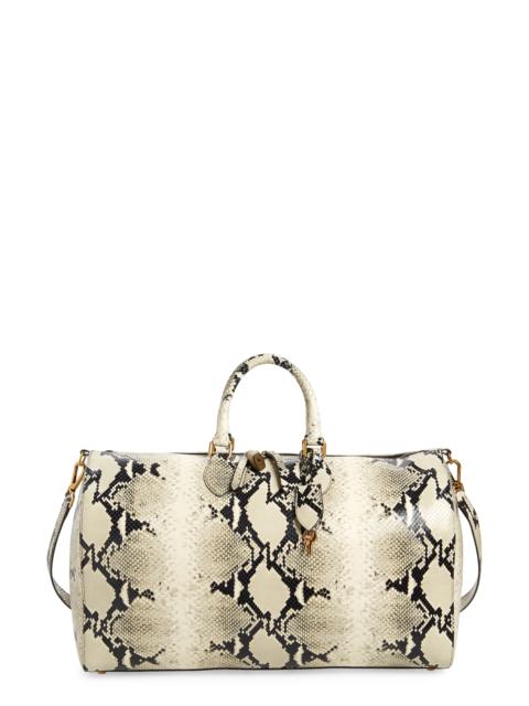 Pierre Weekender Snakeskin Print Leather Duffle Bag