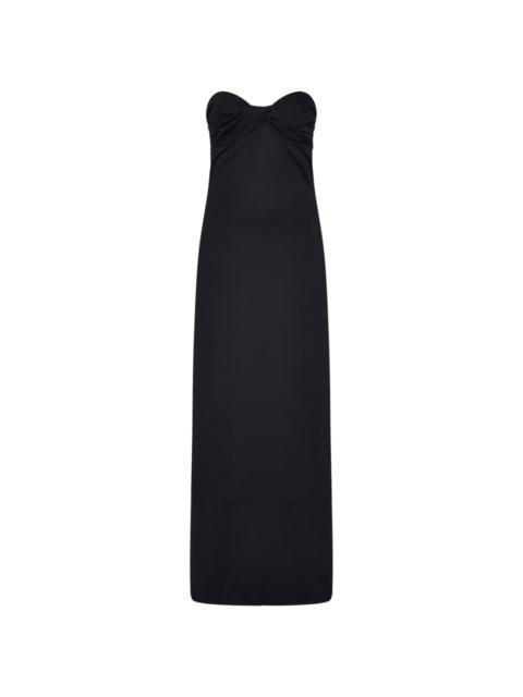 twist-detail strapless maxi dress