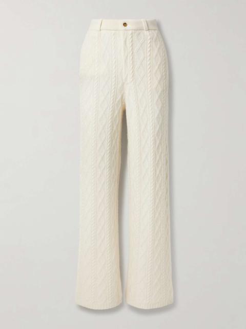 Cable-knit wool and cashmere-blend straight-leg pants