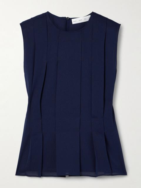 Proenza Schouler Makayla pleated crepe tank Navy
