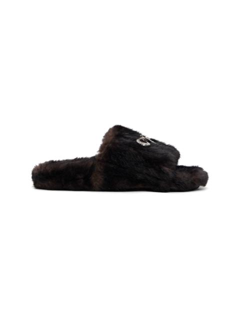 BALENCIAGA Brown Furry Slides