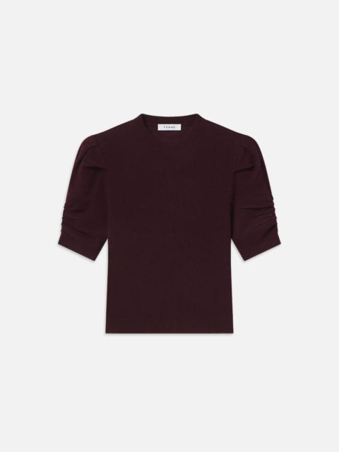 FRAME Ruched Sleeve Cashmere Sweater in Wine