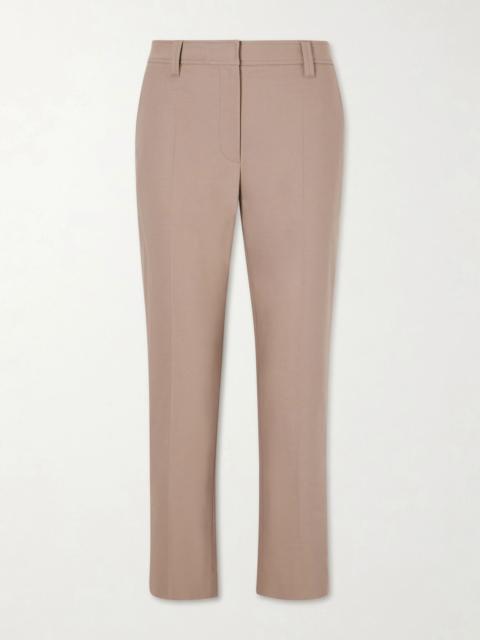 Brunello Cucinelli Cropped stretch-cotton slim-leg pants Beige