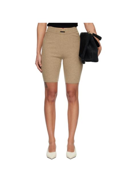 ESSENTIALS Beige Rib Knit Bike Shorts