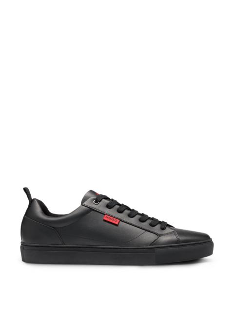 HUGO FAUX-LEATHER TRAINERS WITH RED LOGO FLAG