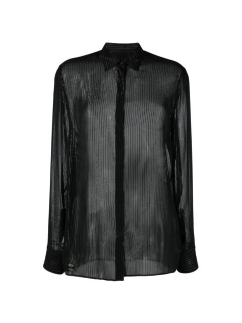 PHILIPP PLEIN semi-sheer button-down shirt