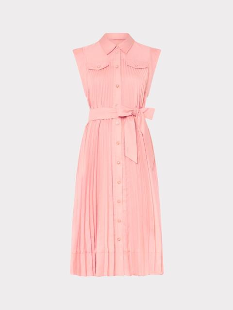 MILLY Johanna Pleated Twill Midi Dress