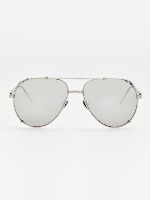 LINDA FARROW NEWMAN AVIATOR SUNGLASSES IN WHITE GOLD