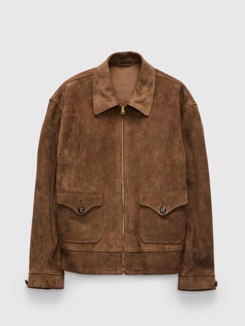 KAPTAIN SUNSHINE Goat Suede Sports Jacket in Mocha Brown