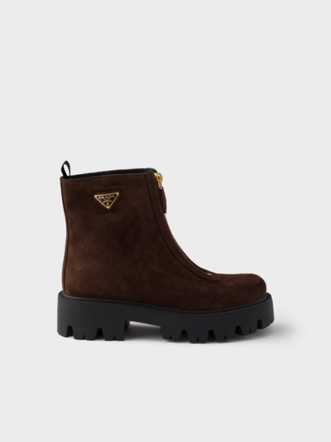 Prada Stride suede booties with zip