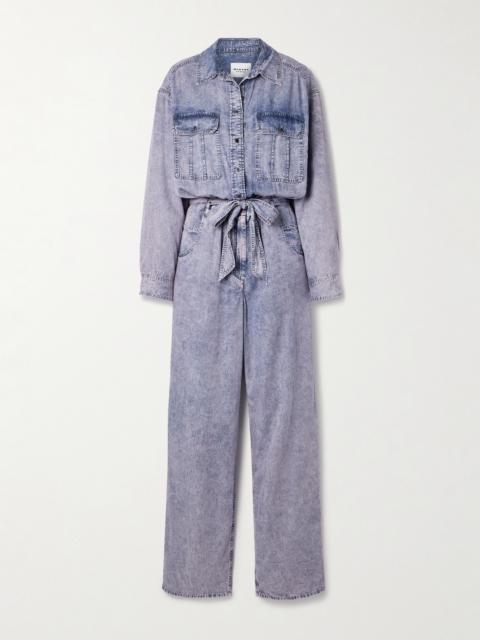 Isabel Marant Étoile Paige Belted Acid-wash Lyocell-chambray Jumpsuit