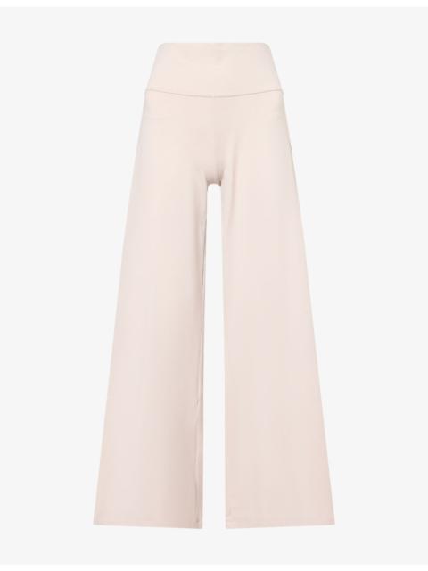 Vuori Halo Easy Wide-Leg High-Rise Jersey-Knit Trousers