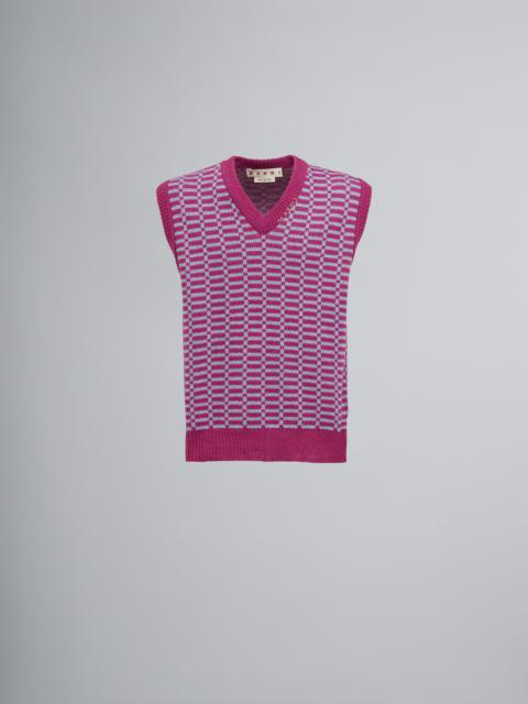 Marni PINK SHETLAND WOOL V-NECK VEST