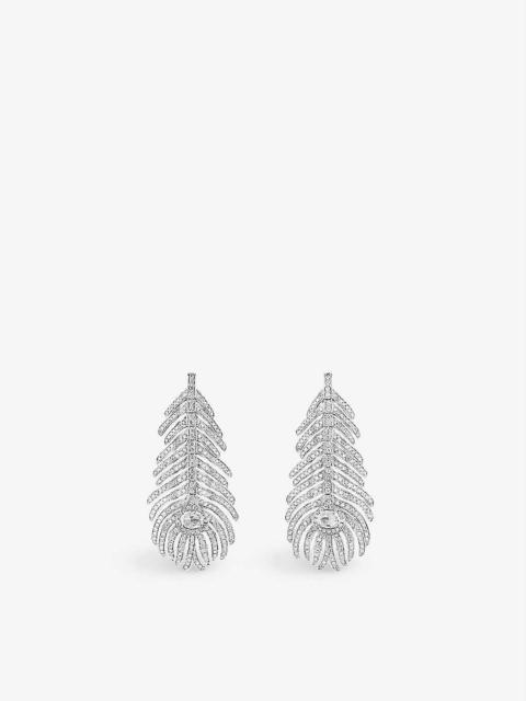 Plume de Paon 18ct white-gold, 2.01ct round and 0.34ct rose-cut diamond pendant earrings