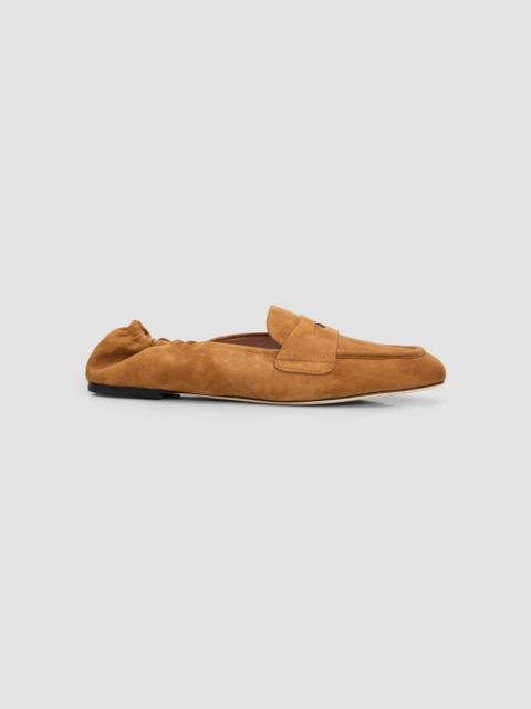 Stuart Weitzman Women's Bryant Elasticized-Back Suede Loafers - Toasted Almond
