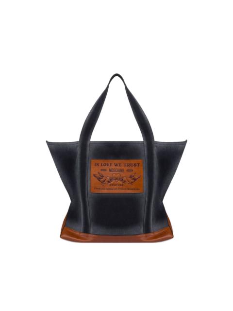 Moschino logo-patch tote bag