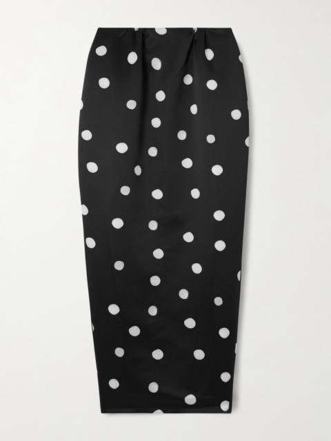 BERNADETTE Damian Polka-dot Duchesse-satin Maxi Skirt