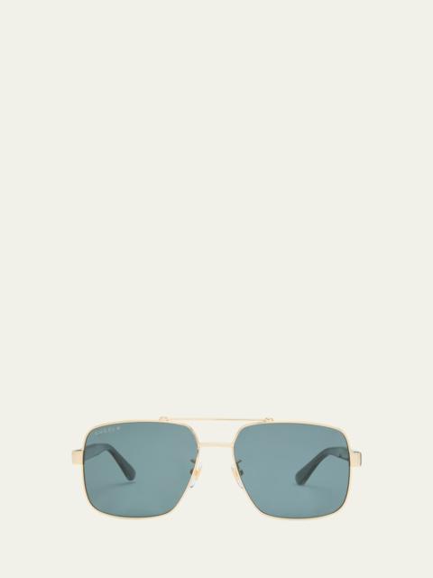 Men's GG0529Sm Double-Bridge Aviator Sunglasses