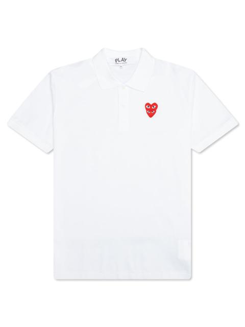Comme des Garçons PLAY White Double Heart Polo