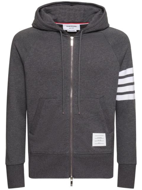 Zip-up stripes cotton sweatshirt hoodie