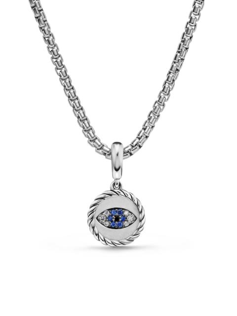 DAVID YURMAN Women's Evil Eye Amulet in Sterling Silver with Light Blue Sapphires, Black Diamonds and Diamonds, 1