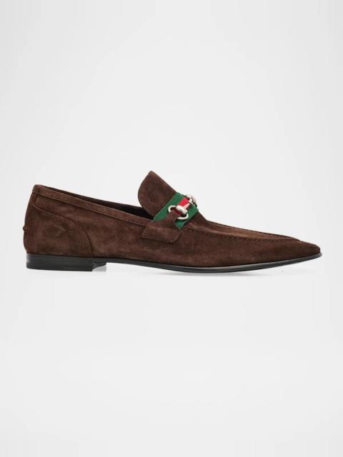 GUCCI Men's Como Suede Web Bit Loafers