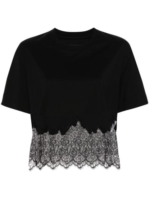 Givenchy lace-panel cropped cotton T-shirt