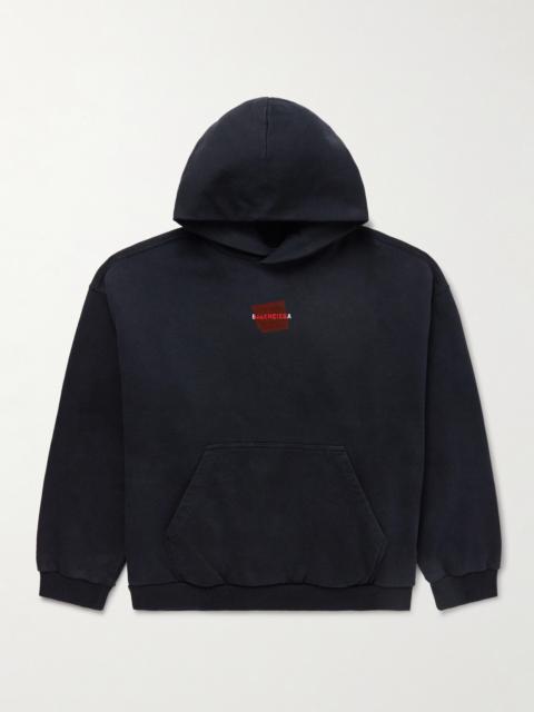 BALENCIAGA Logo-Embroidered Cotton-Jersey Hoodie