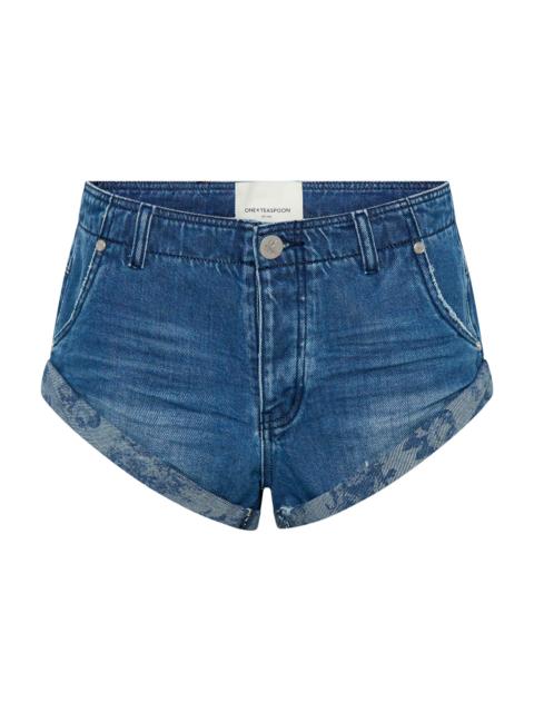 ONE TEASPOON Sailors Low Waist Denim Shorts - Rosewood