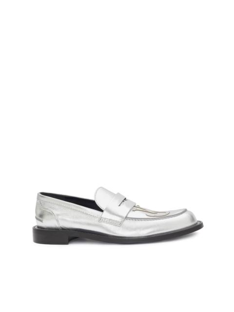 JW Anderson logo-patch leather moccasin loafers