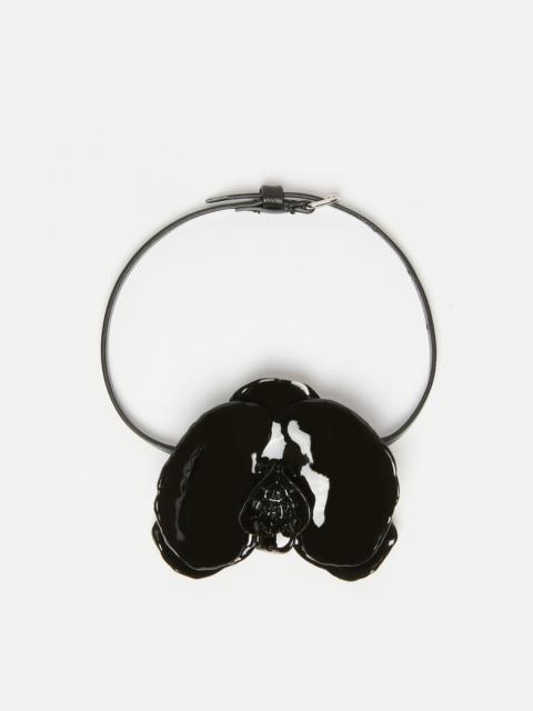 Max Mara Nappa leather necklace with orchid
