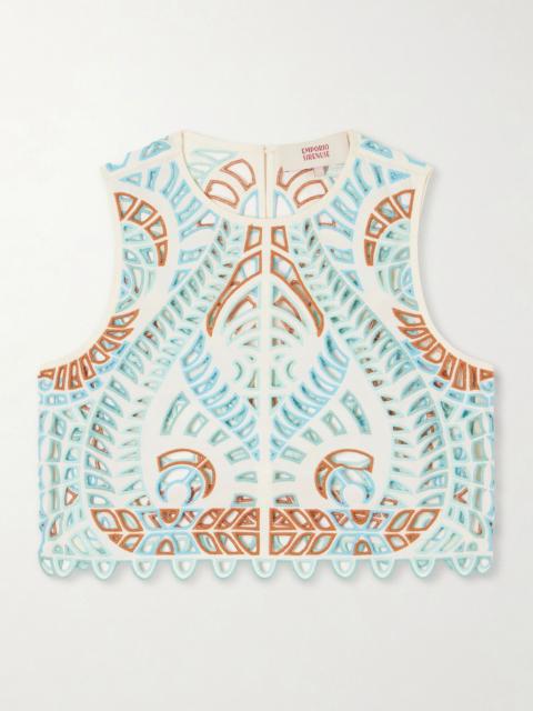 EMPORIO SIRENUSE Ada Brisé Mare broderie anglaise cotton top Cream