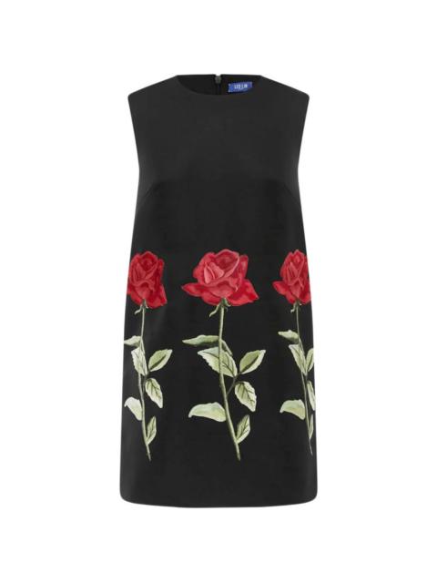 LEO LIN Yvonne rose-embroidered sleeveless mini dress