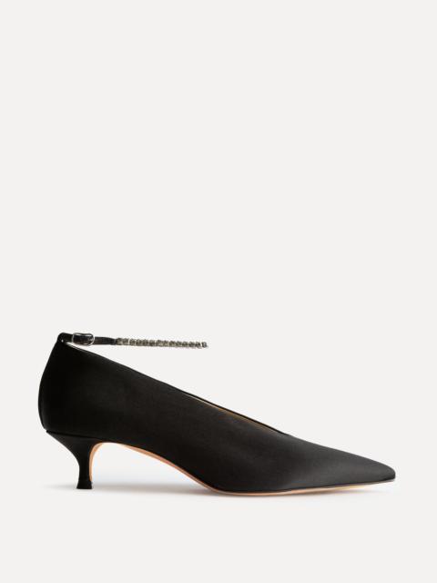LE MONDE BÉRYL Babouche Kitten Crystal / Black Satin