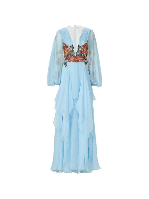 COSTARELLOS Teya floral-appliqué maxi dress