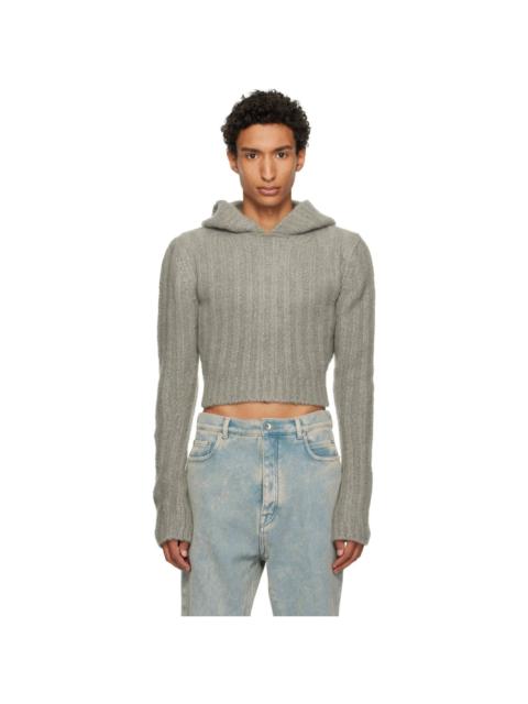 Rick Owens Gray Tower Cropped Hoodie