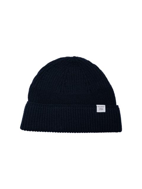 NORSE PROJECTS Wool Cotton Rib Beanie Dark Navy