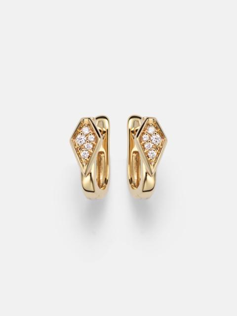 STONE AND STRAND Knife Edge Kite 14kt gold huggie earrings with diamonds