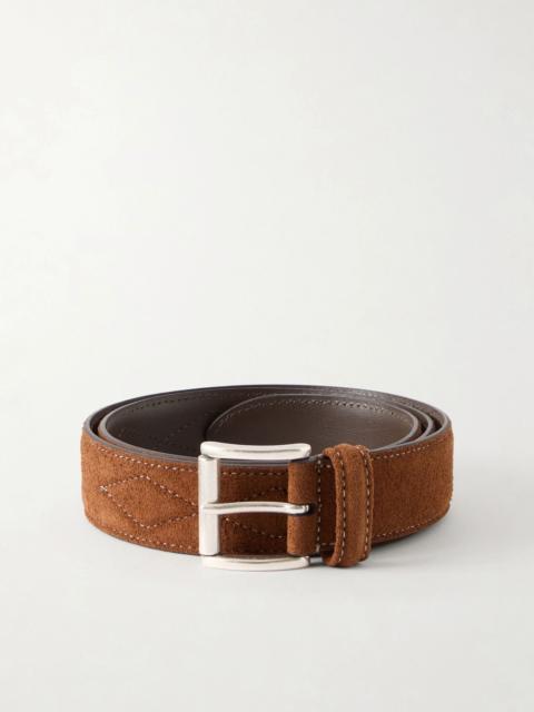 Anderson's 3cm Quilted Suede Leather Belt Brown