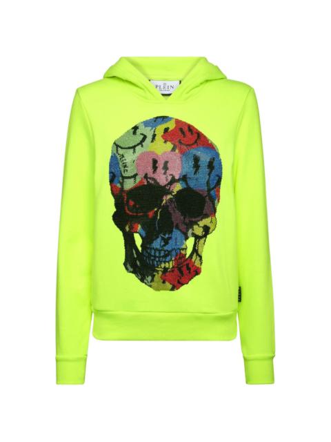 skull-print cotton hoodie