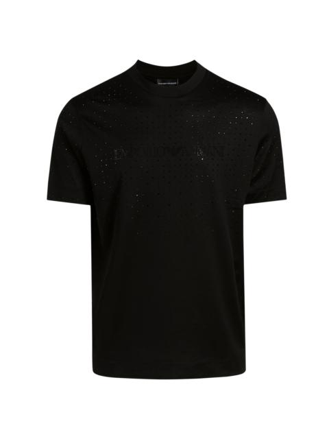 EMPORIO ARMANI Men's Clubwear Capsule Rhinestone Logo T-Shirt - Black