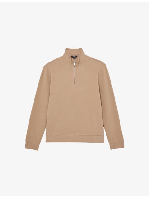 REISS Bossa Half-Zip Stretch Cotton-Jersey Polo