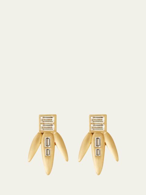 ILEANA MAKRI Baguette Diamond Grass Straw Earrings in 18K Yellow Gold