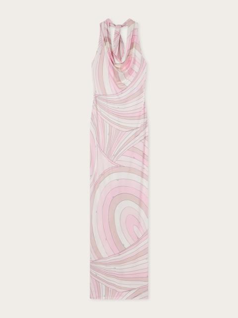 PUCCI IRIDE PRINT DRAPED NECKLINE DRESS