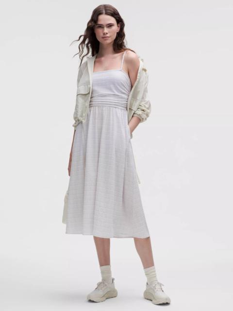 lululemon Seersucker Check Ruched Midi Dress