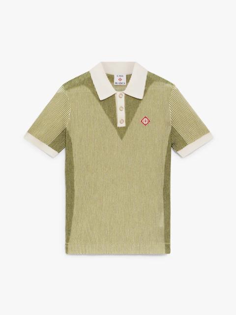 CASABLANCA Vertical Stripe Short Sleeve Polo Shirt | Casablanca Paris