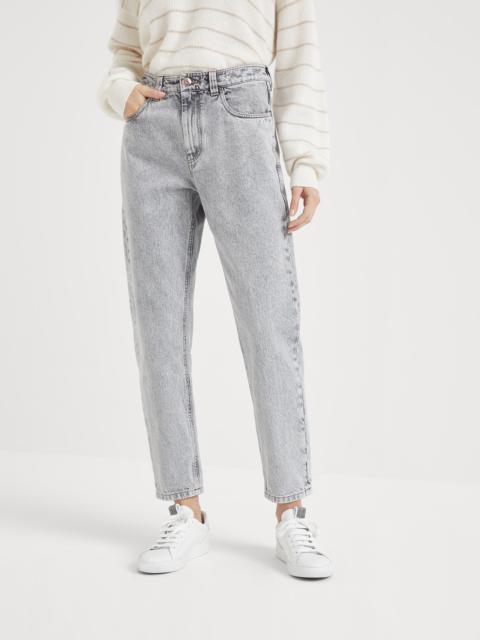 Brunello Cucinelli Authentic denim baggy trousers with shiny tab