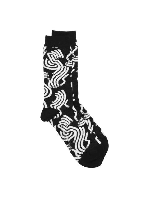 HENRIK VIBSKOV SUNNY FINGERS SOCKS HOMME - WHITE FINGERS BLACK
