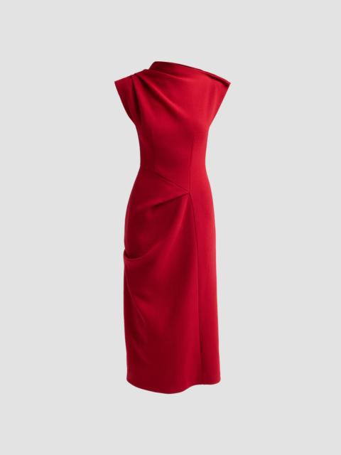 MICHAEL KORS COLLECTION Women's Draped Cocktail Midi Dress - Ruby