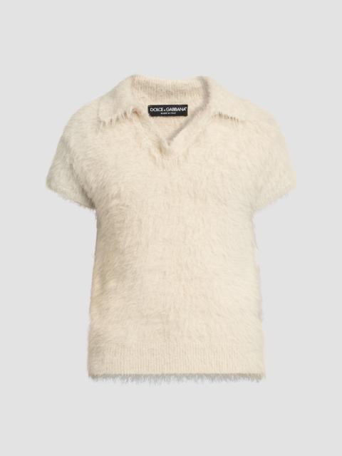 Dolce & Gabbana Men's Textured Polo Shirt - Medium Beige